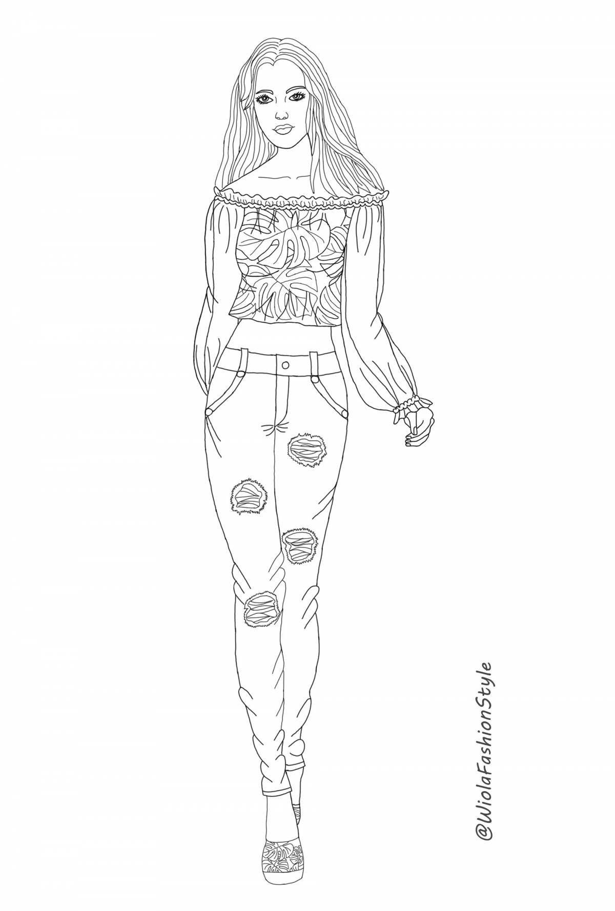 Coloring page stylish girls - exotic
