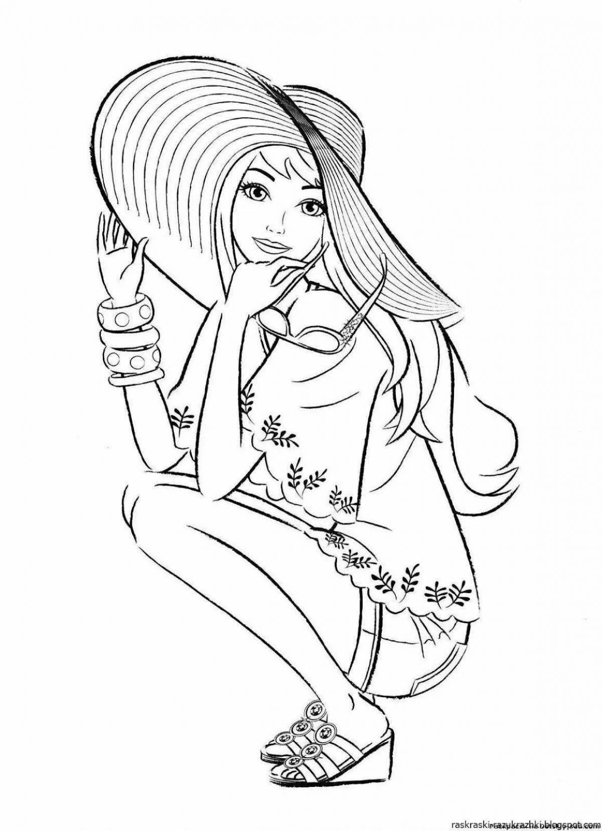 Coloring pages stylish girls - unusual