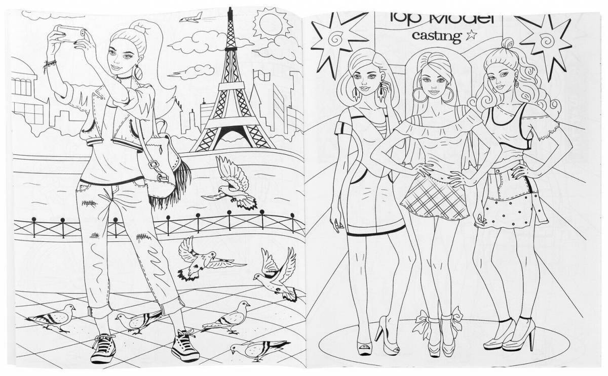 Coloring pages stylish girls - dazzling