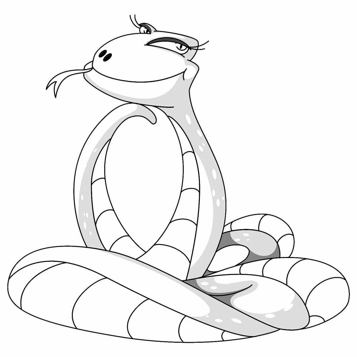 Glittering blue snake coloring page