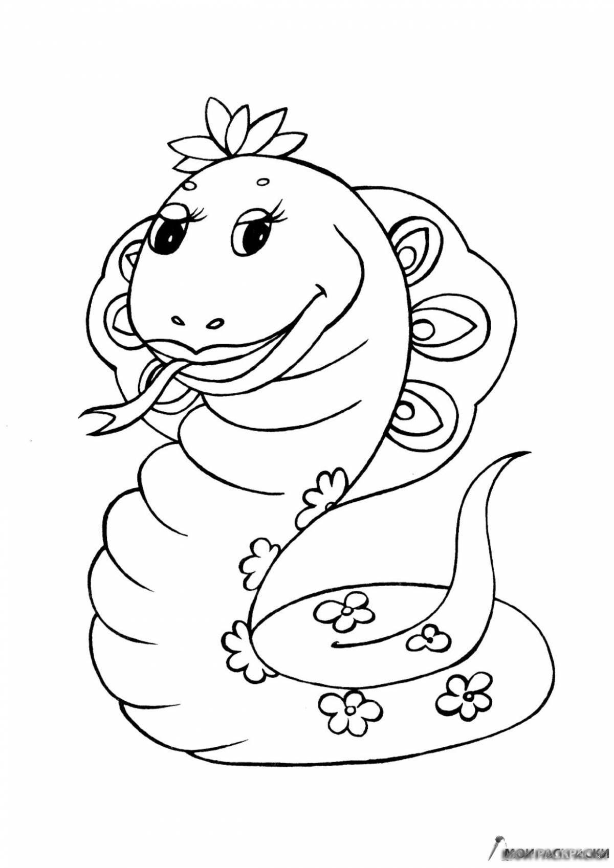 Brightly colored blue snake coloring page