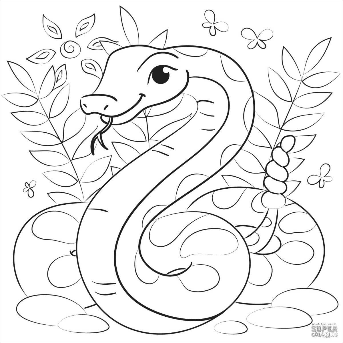 Colorful blue snake coloring book