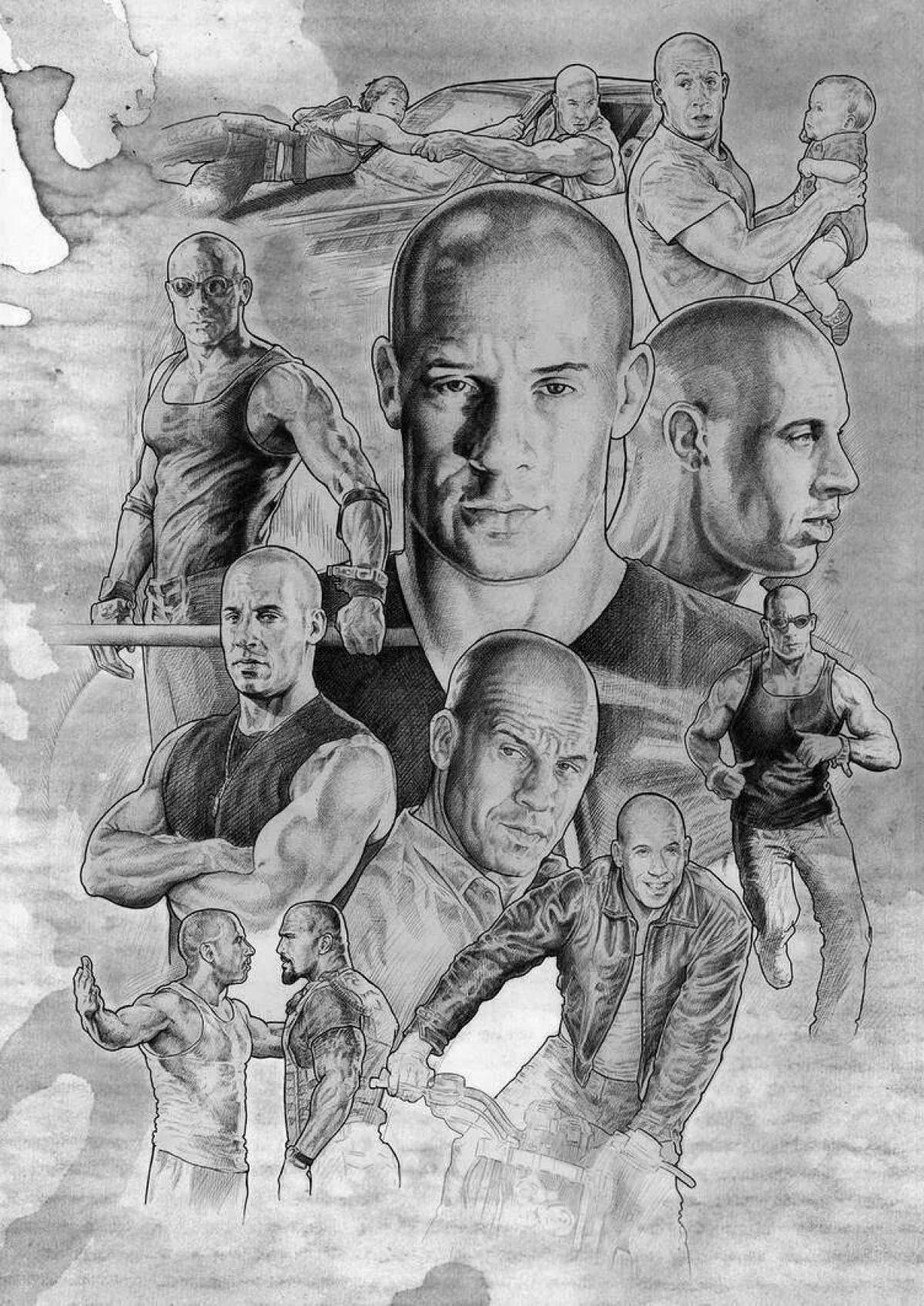 Vin Diesel's charming coloring page