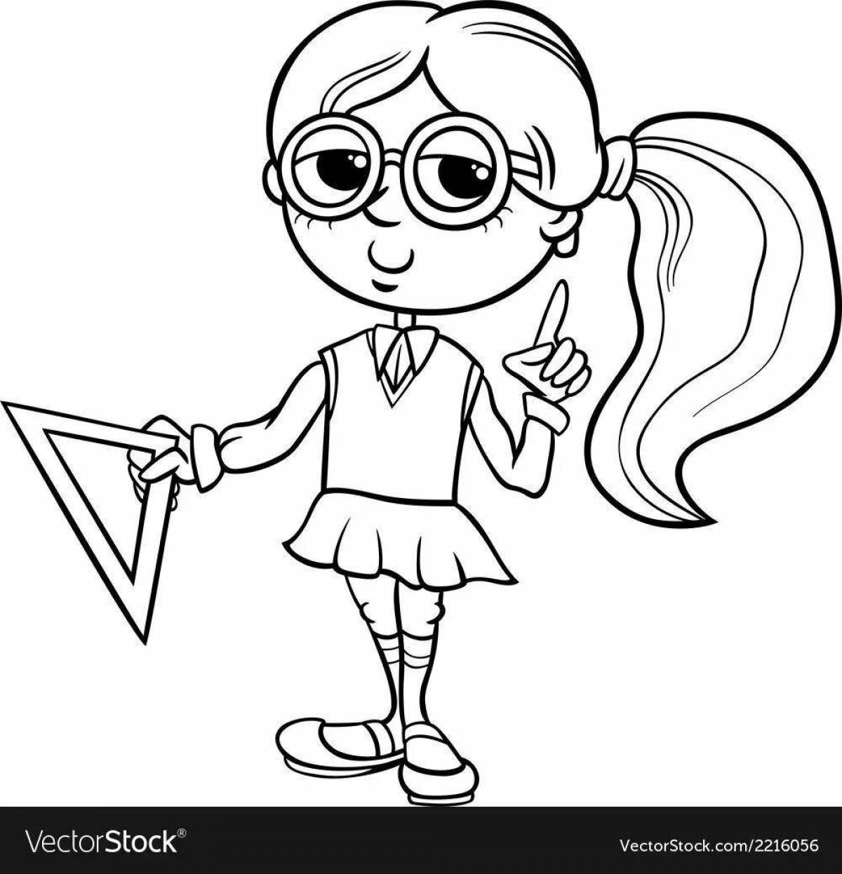 Cute coloring school girl