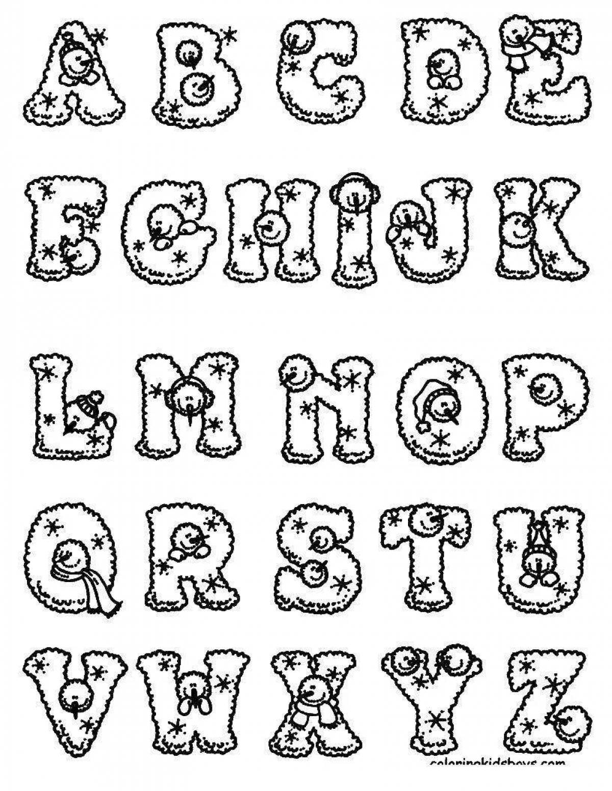 Colorful fun alphabet coloring page