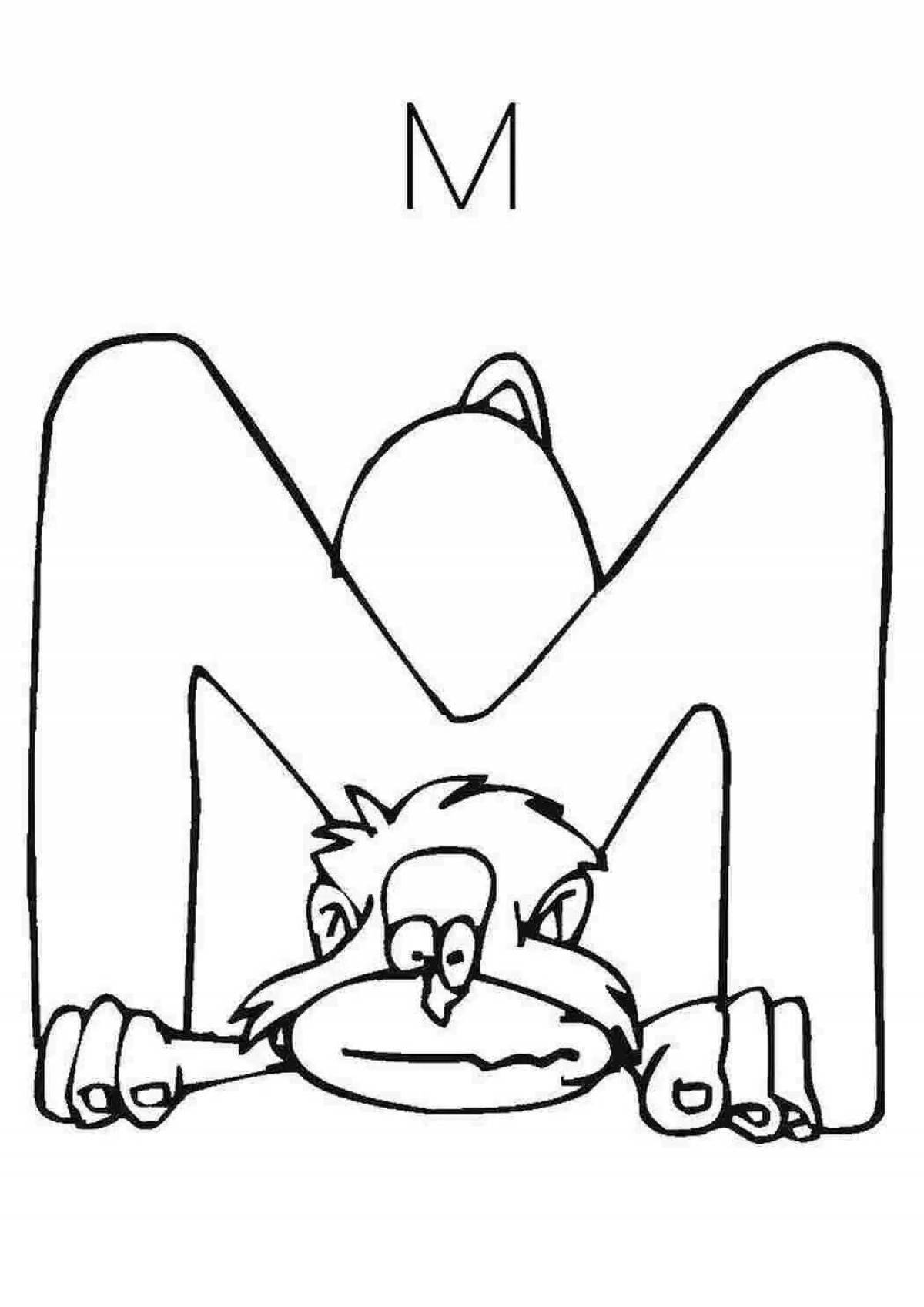 Wacky funny alphabet coloring page