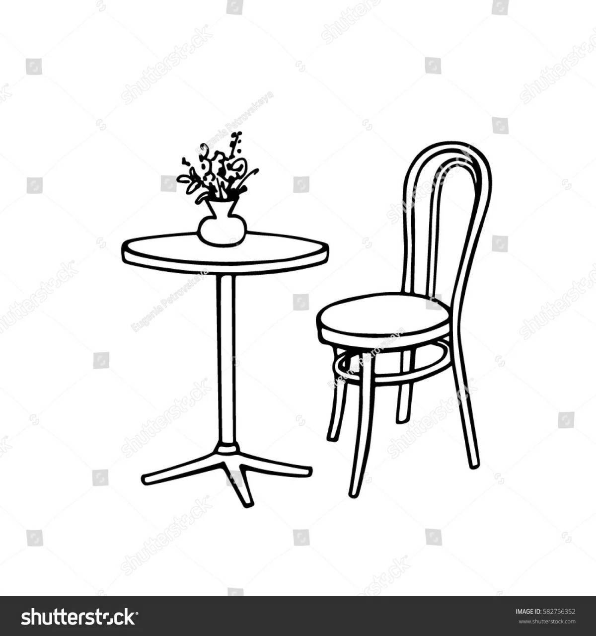 Нарисованное кафе со столиком