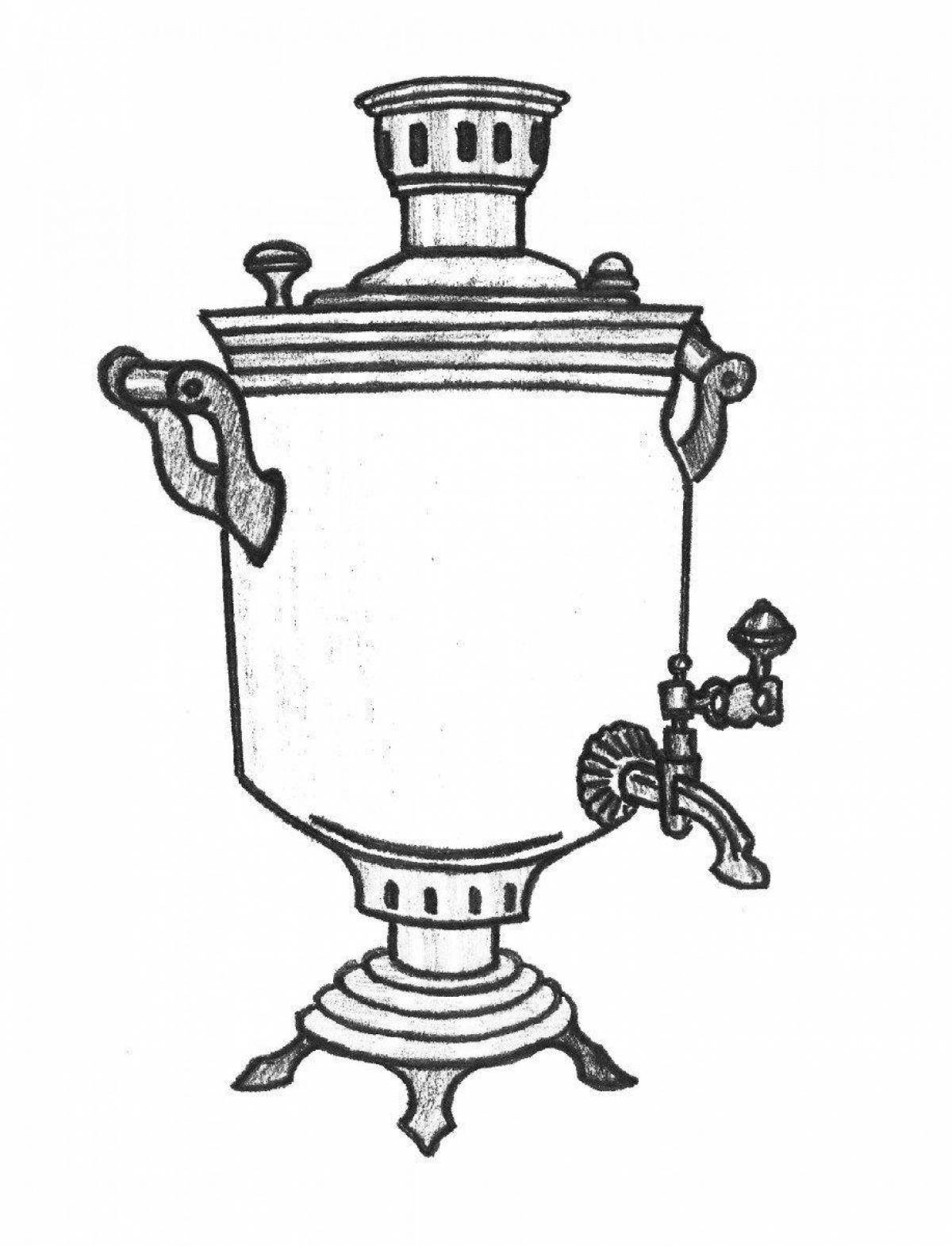 Рисунок самовара. Суриков самовар. Самовар расписной раскраска. Тульский самовар раскраска. Тульский самовар разукрашка.