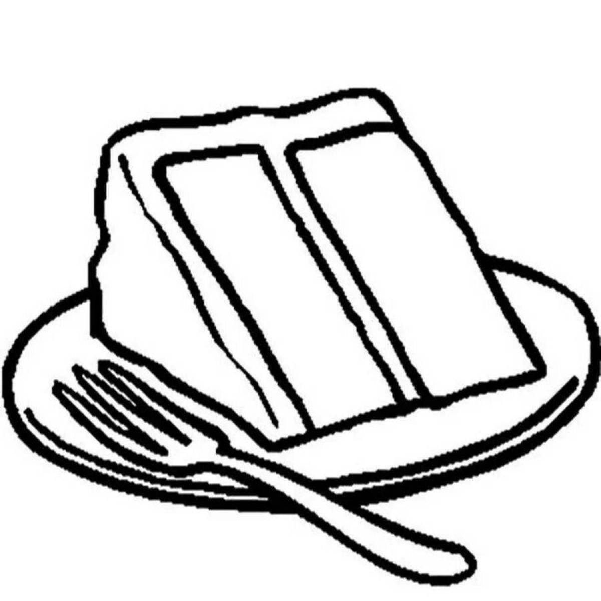 Кусок торта на тарелке рисунок