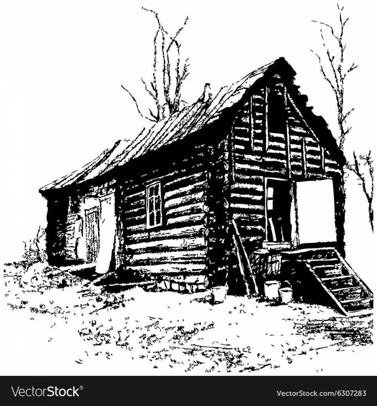 Силуэт деревянного домика