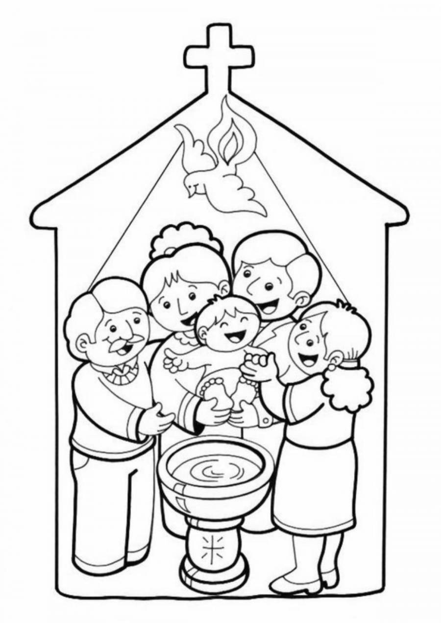 Крещение раскраски для детей православные