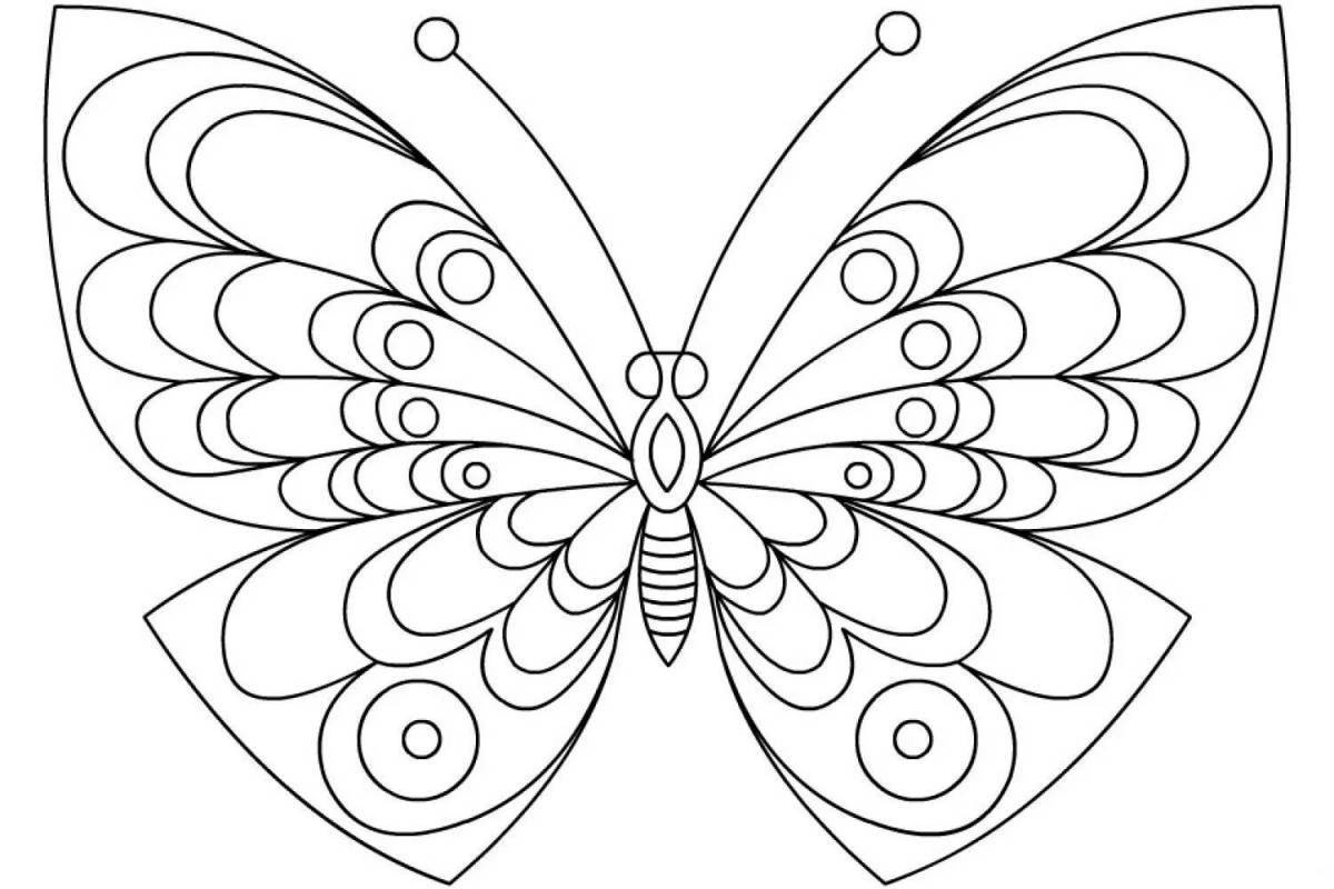 Coloring book cheerful butterfly