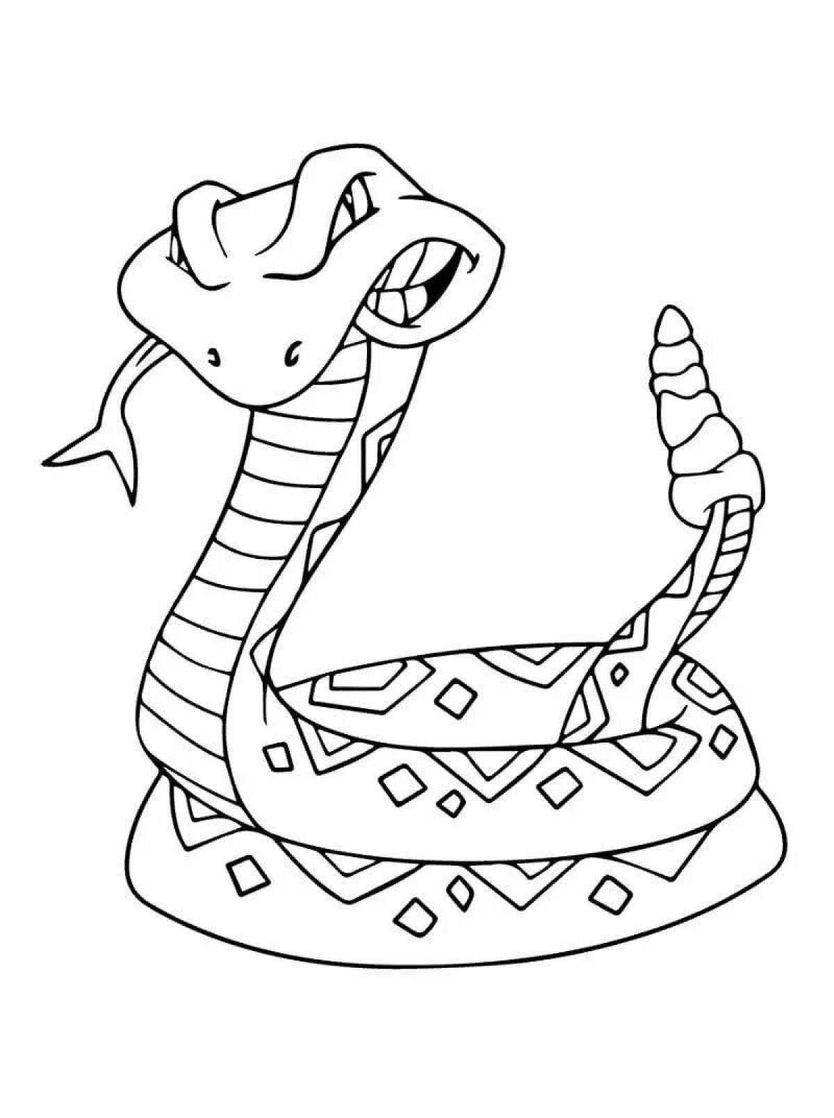 Страница рисования очаровательной змеи