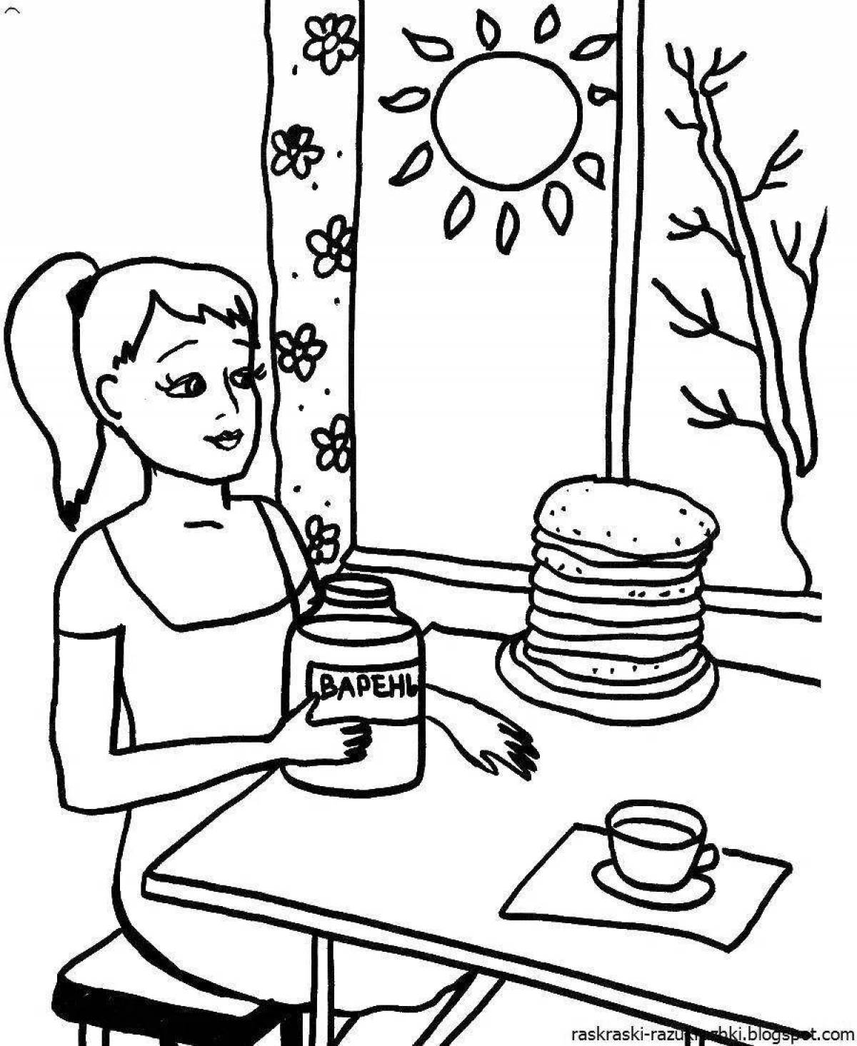 Fantastic coloring of Shrovetide holiday