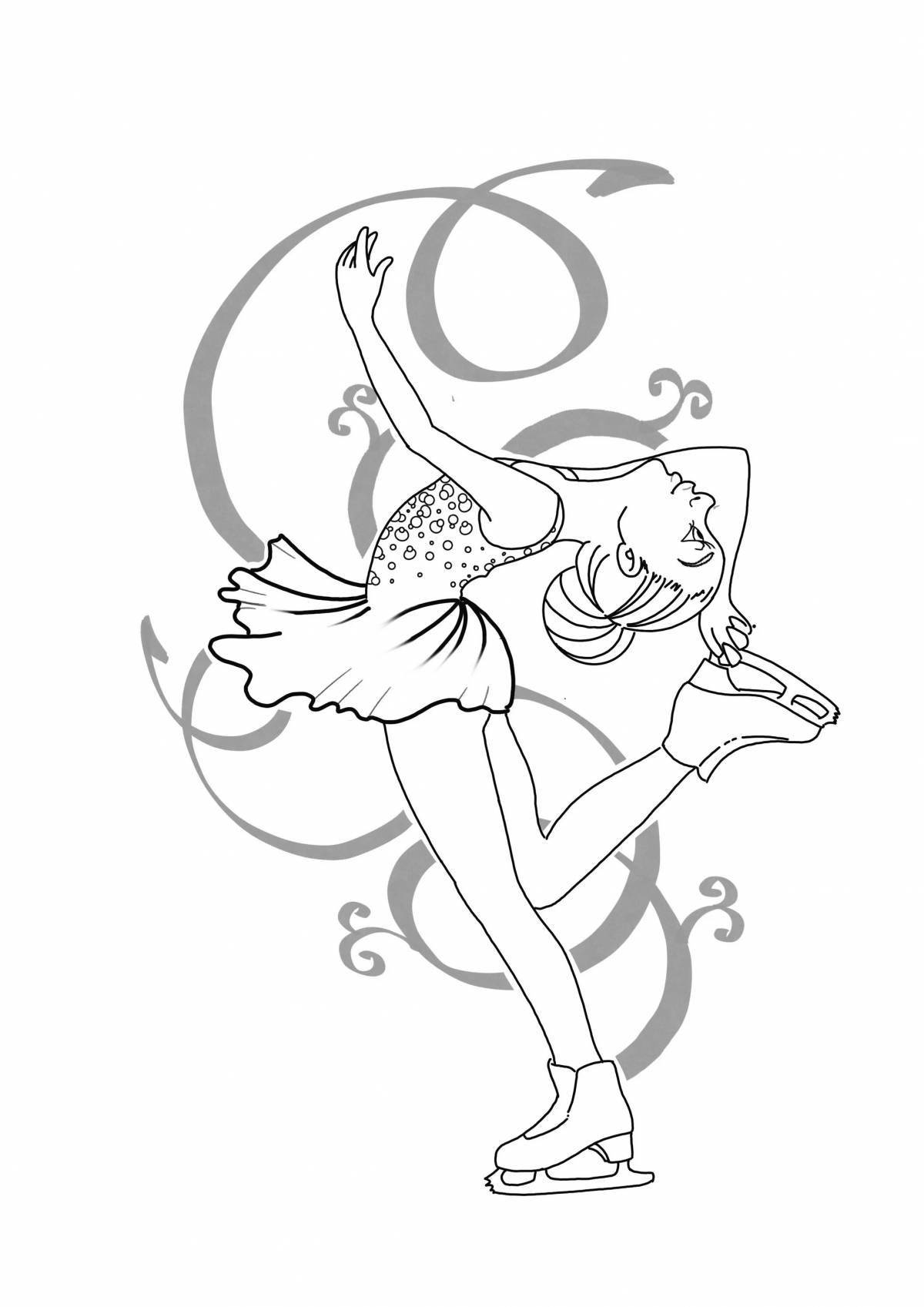 Photo Charming figure skater girl coloring book