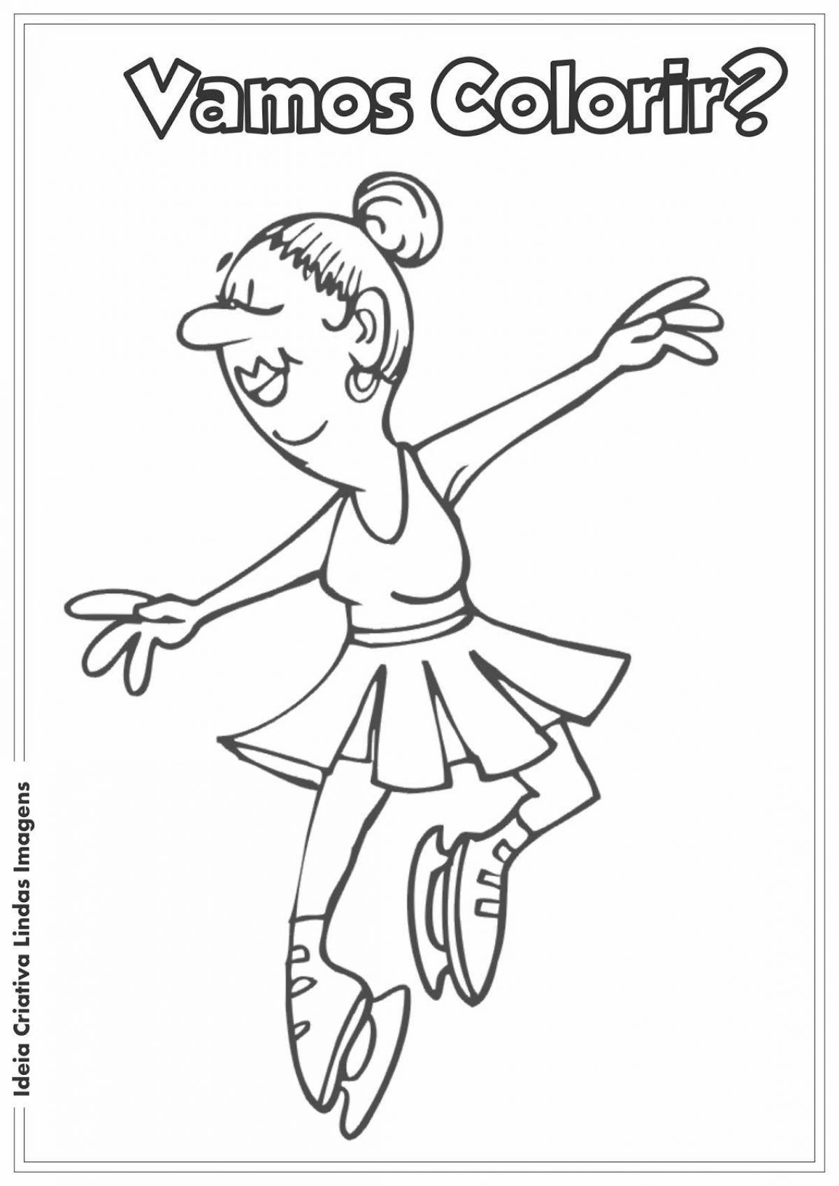 Joyful coloring figure skater girl