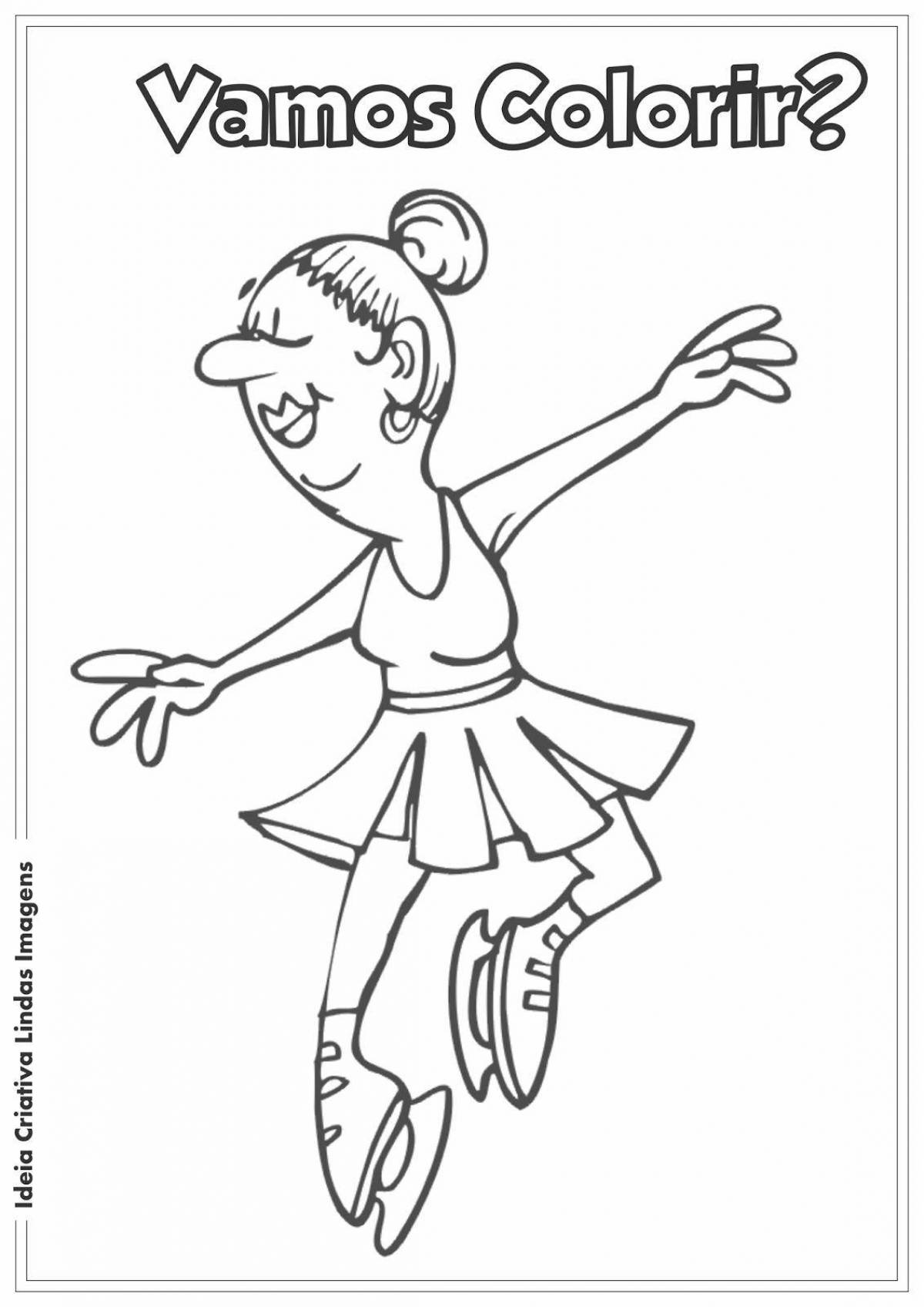 Photo Joyful coloring figure skater girl