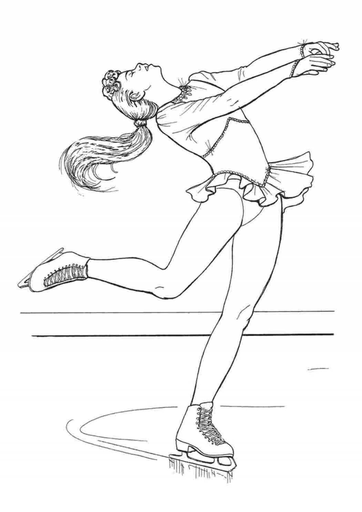 Exciting figure skater girl coloring book
