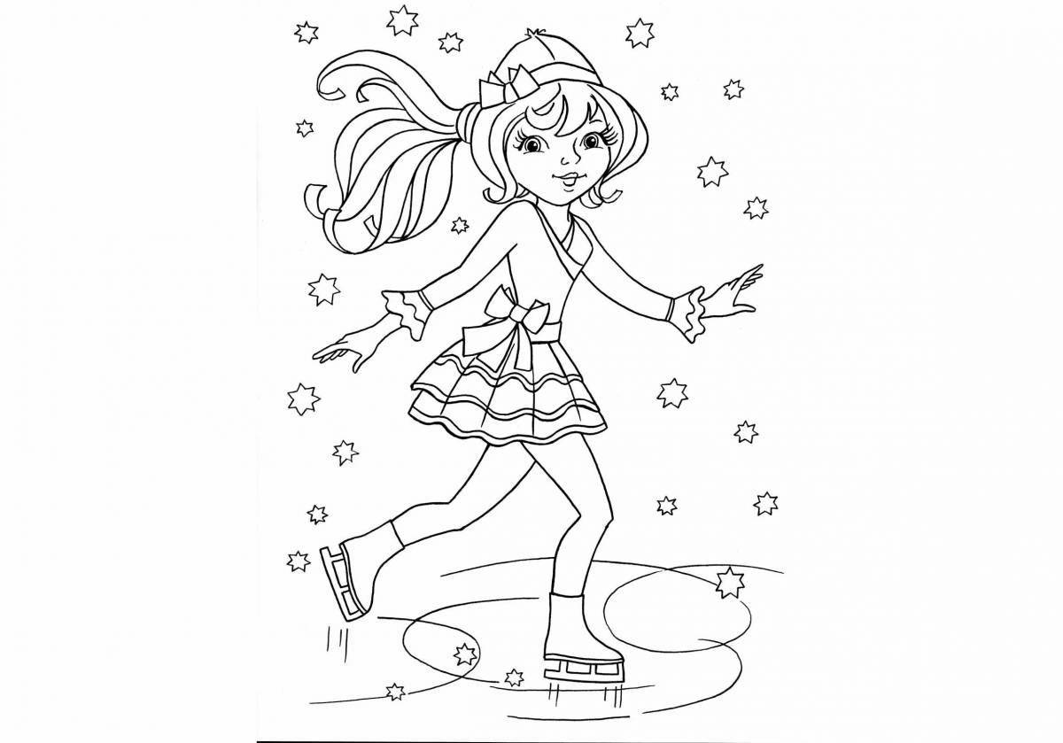 Finished coloring figure skater girl