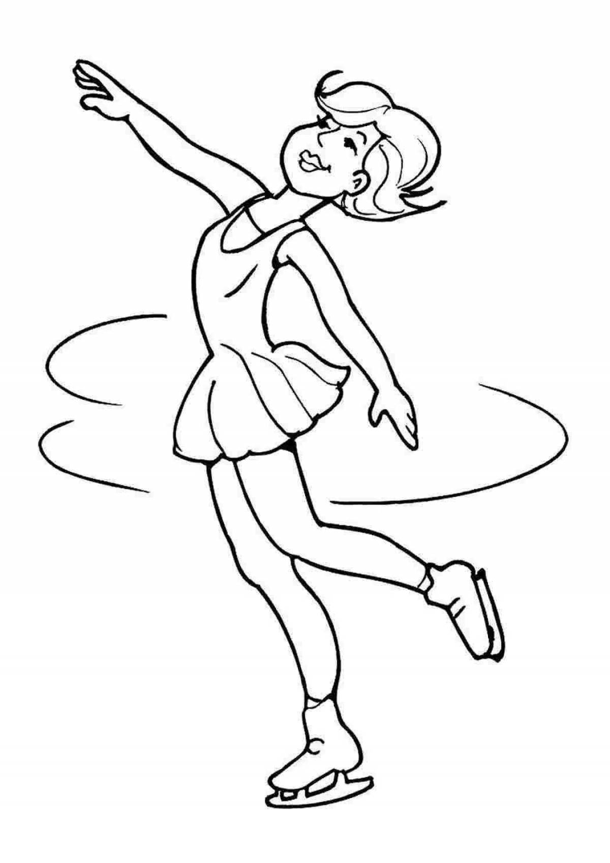 Blissful coloring figure skater girl