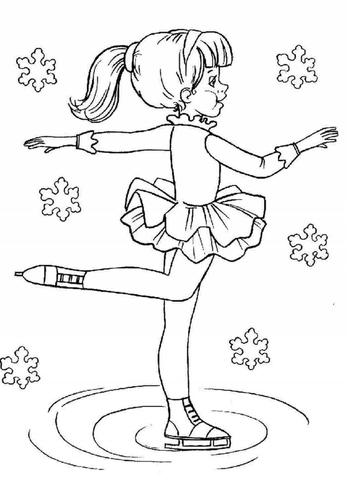 Shiny coloring figure skater girl