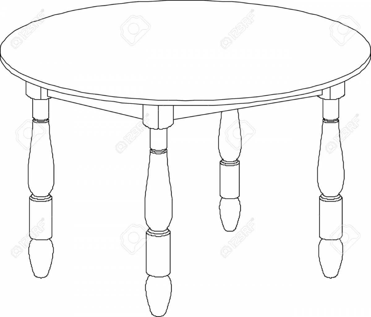 Colorful round table coloring page