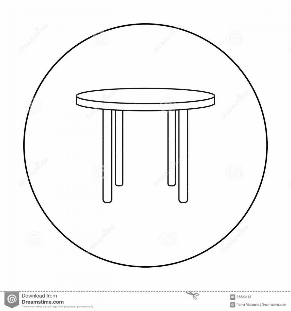 Bright round table coloring page