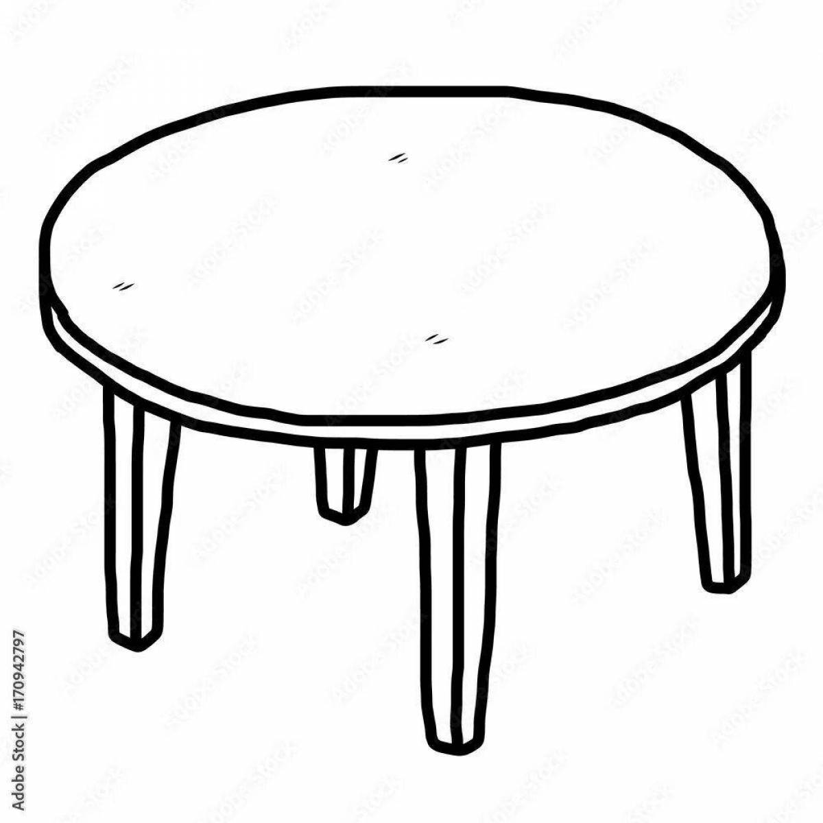 Playful round table coloring page