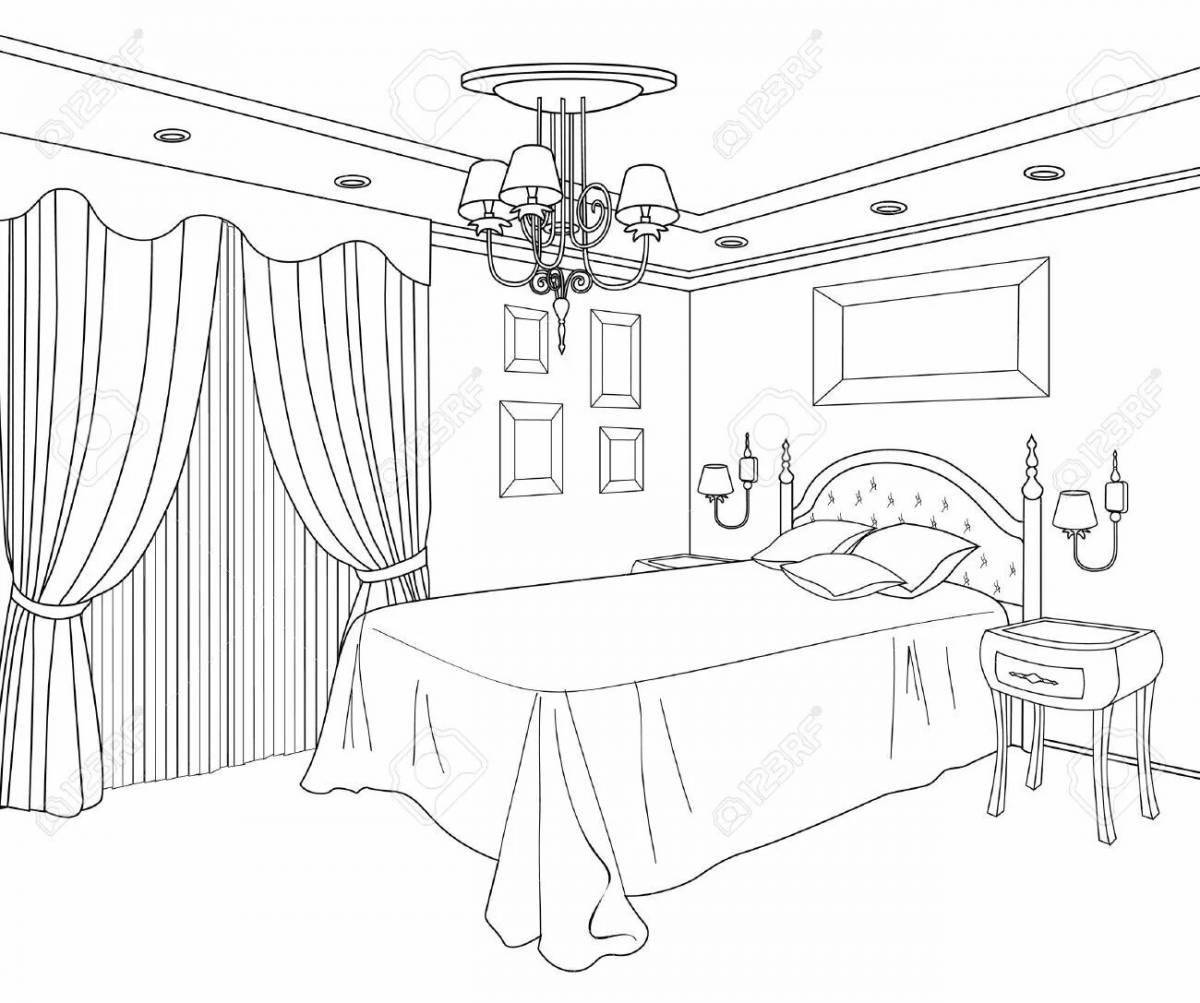 Calm bedroom coloring page