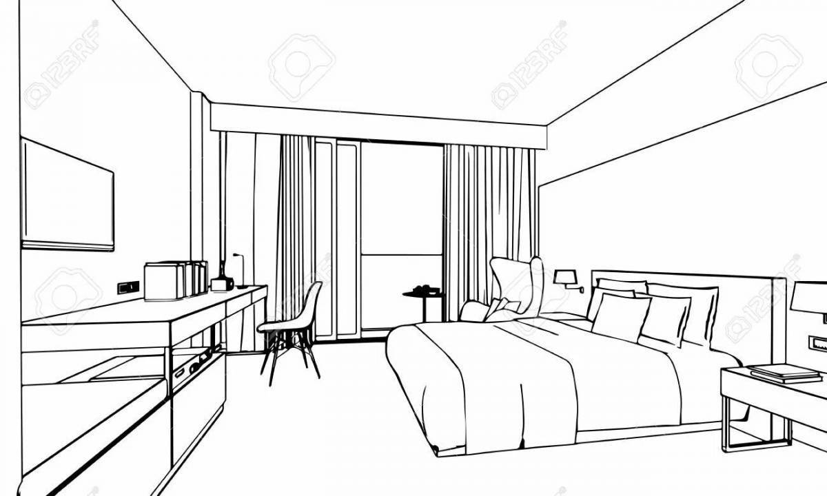 Coloring elegant bedroom