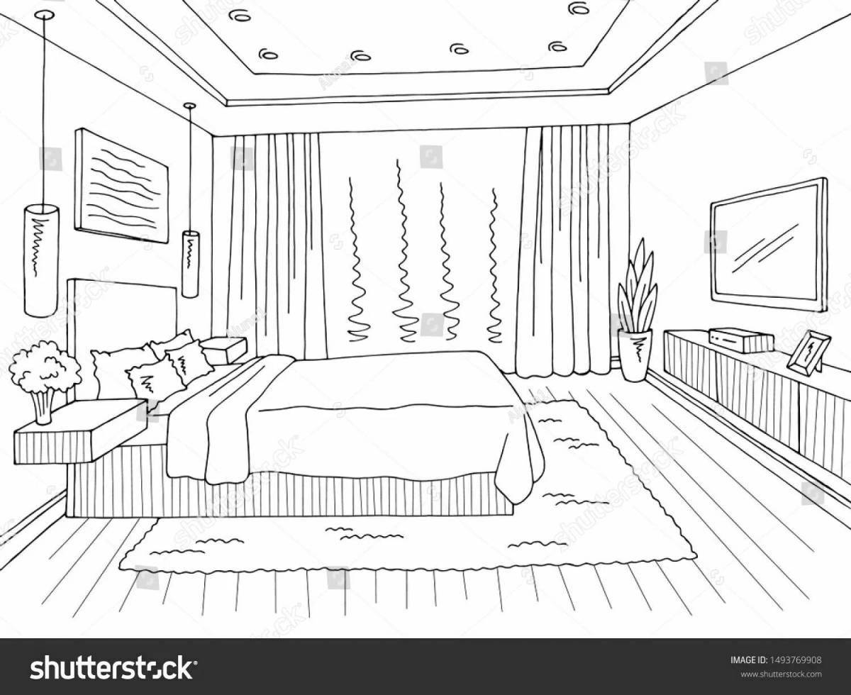 Gorgeous bedroom coloring page