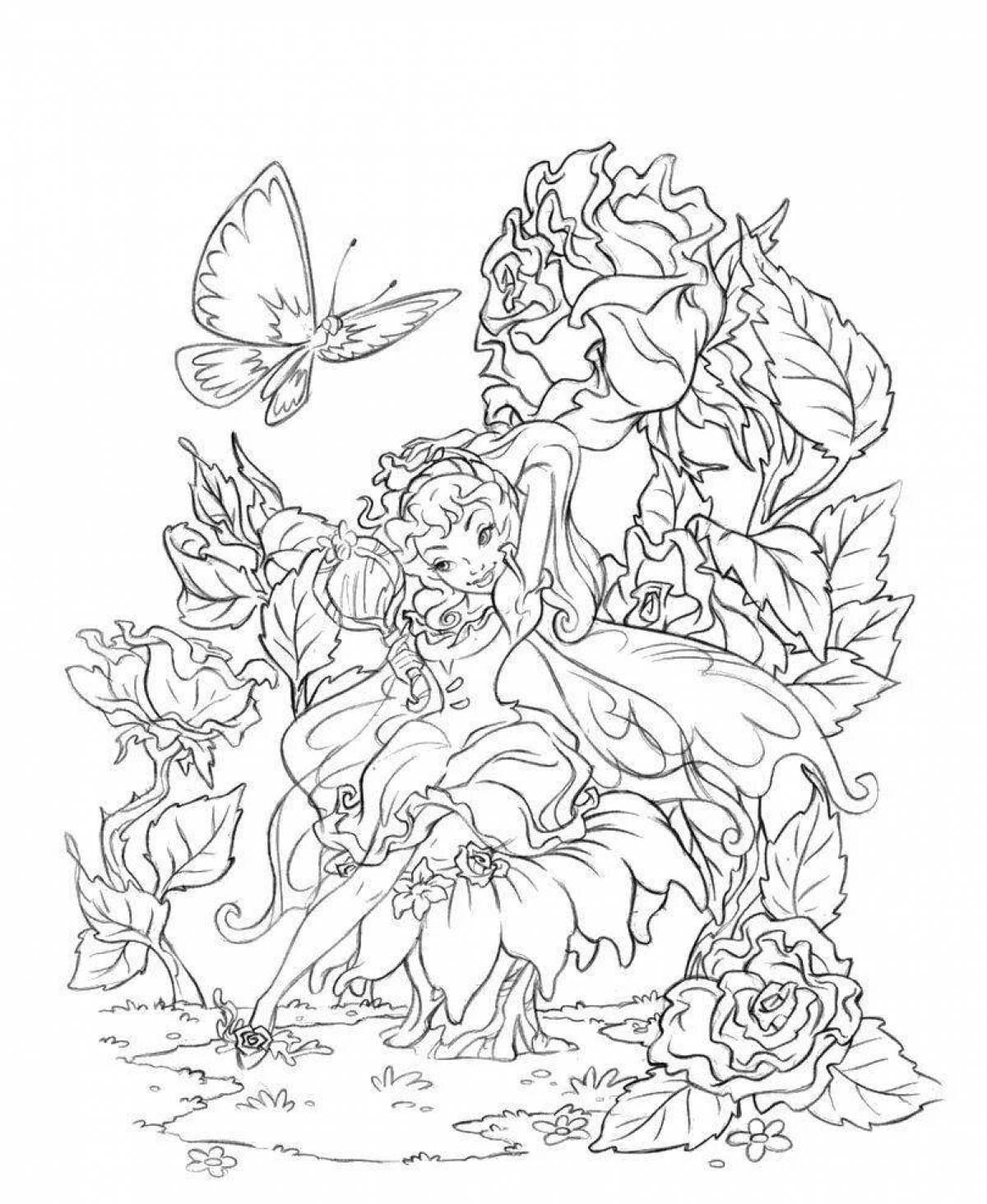 Amazing flower fairy coloring pages