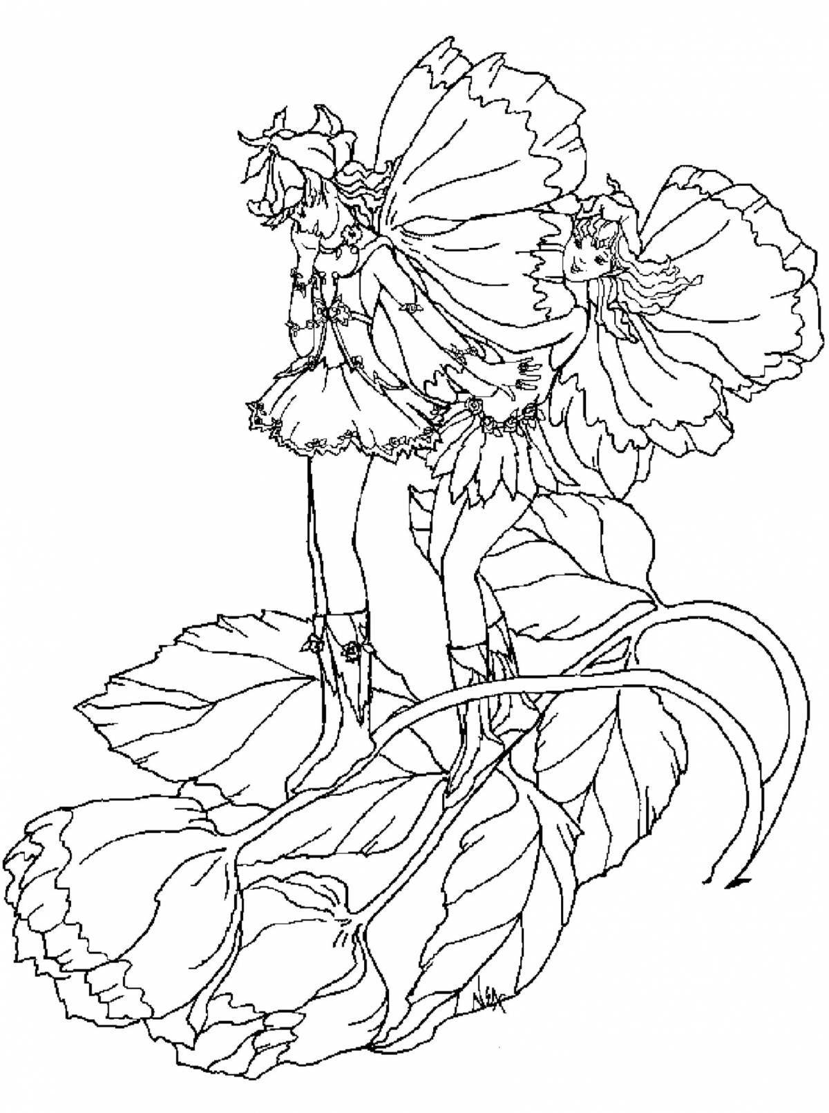Bright coloring flower fairies