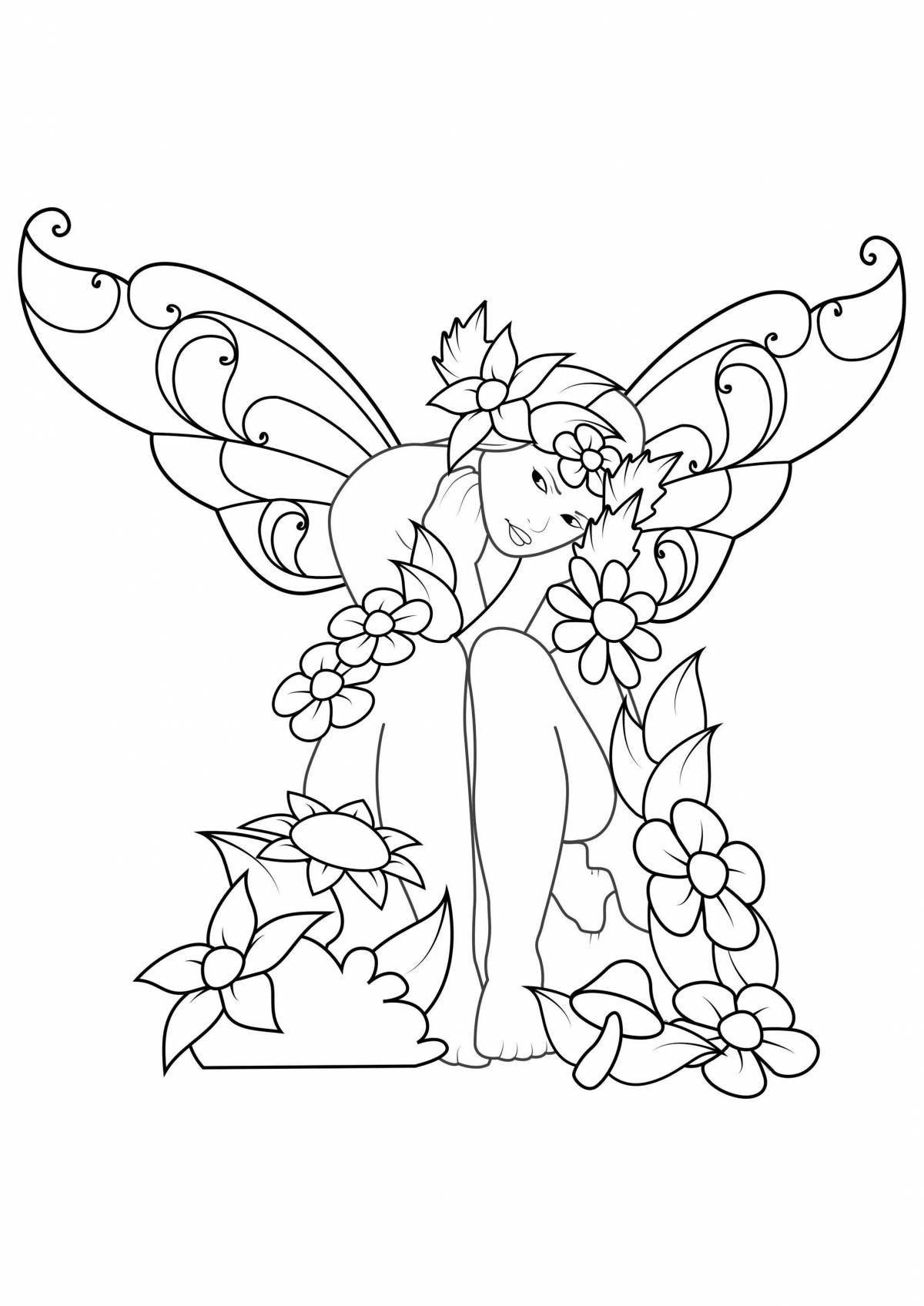 Colorful flower fairy coloring book