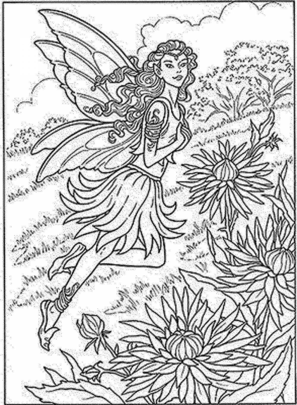Exotic coloring flower fairies