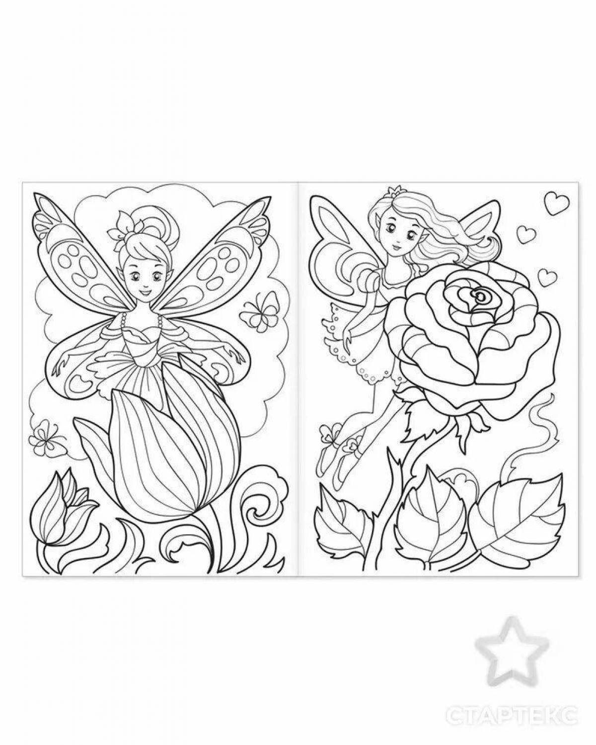 Glowing flower fairy coloring pages