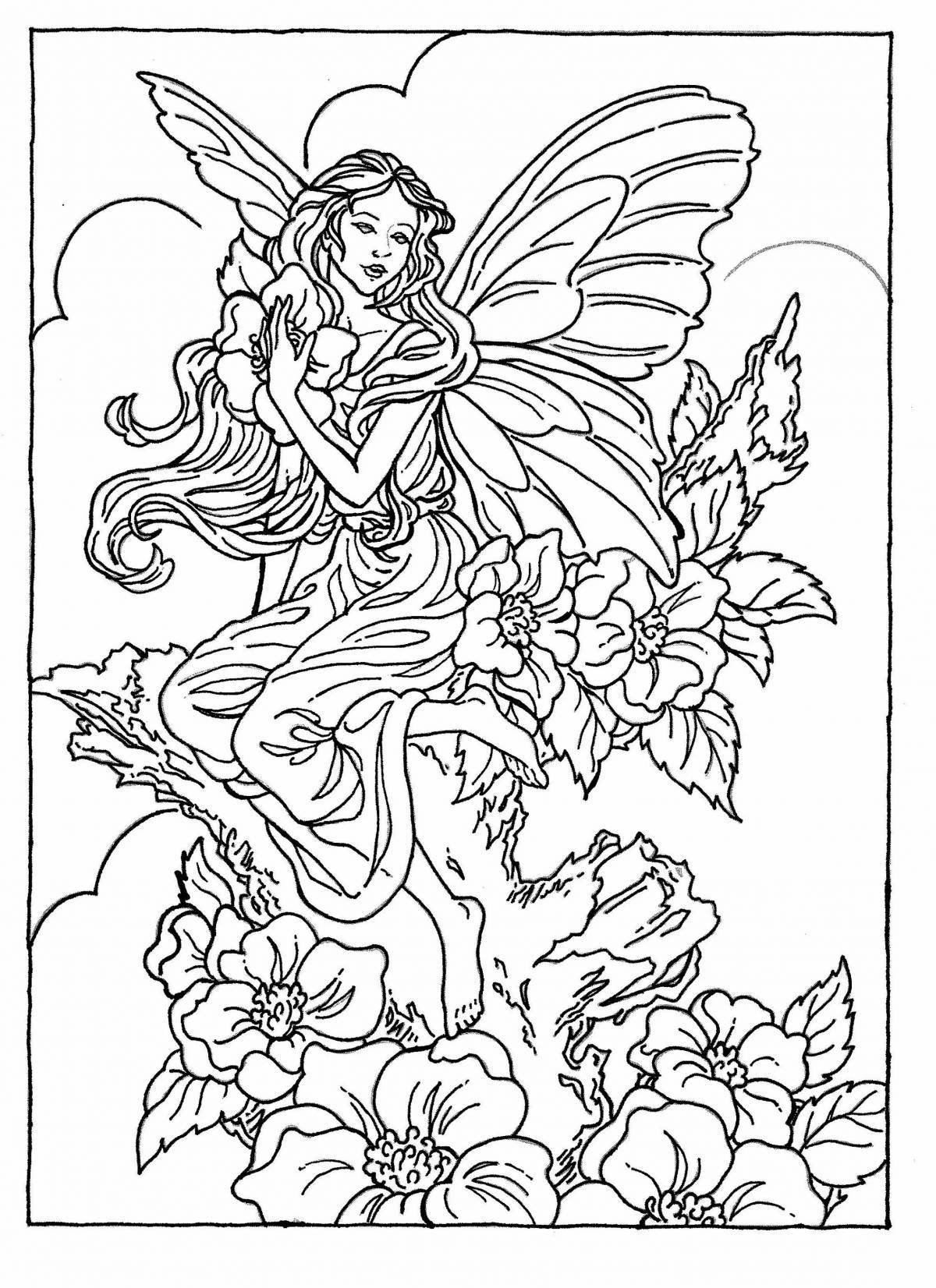 Dreamy flower fairy coloring book