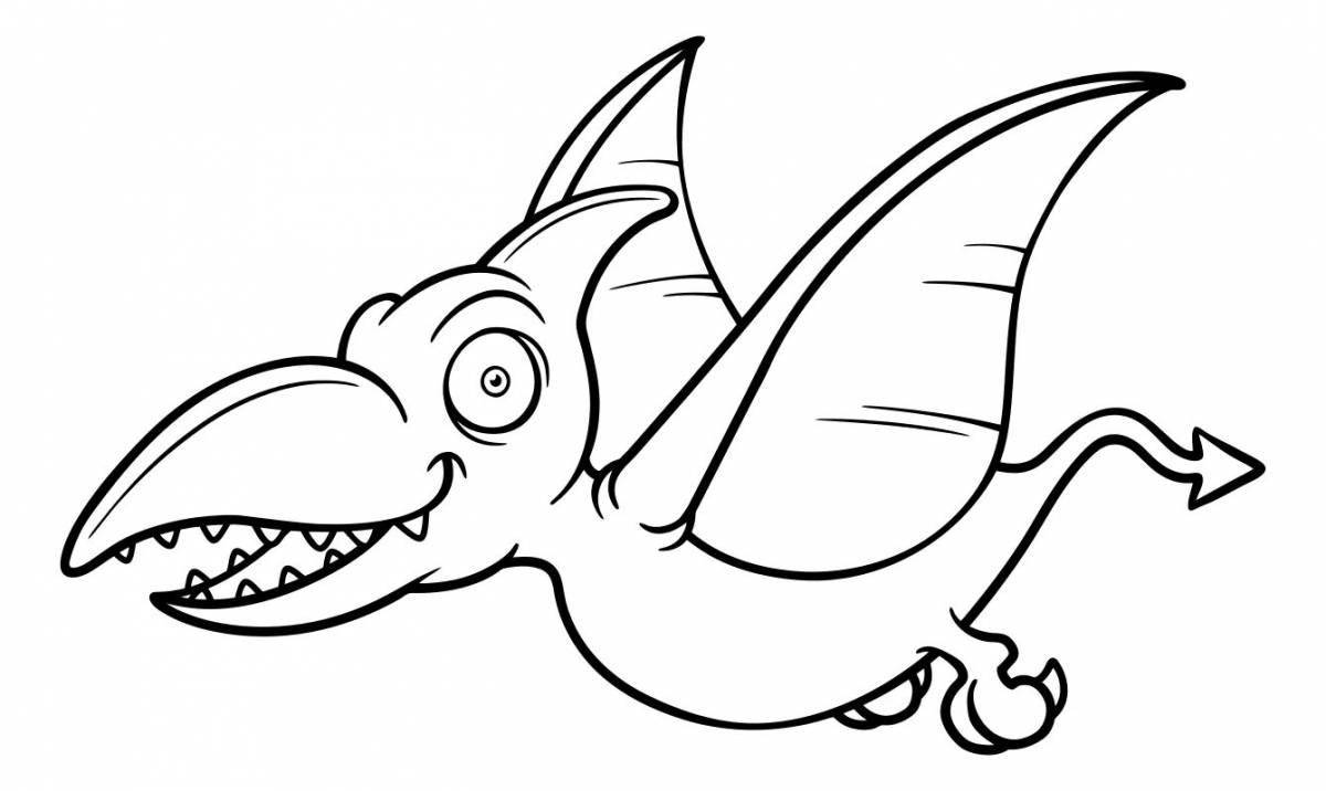 Adorable pterodactyl coloring page
