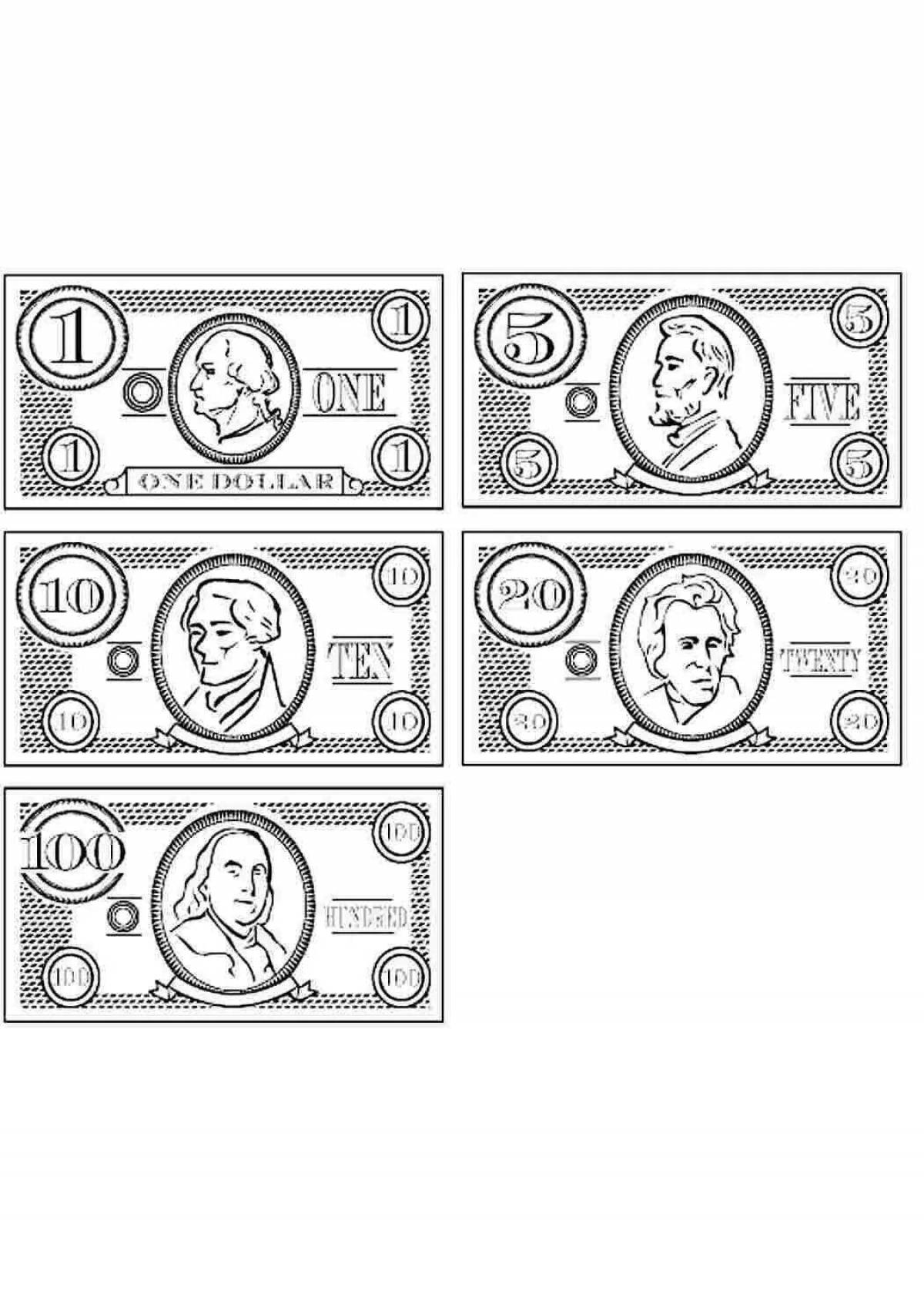 Фото Раскраска большие банкноты денег