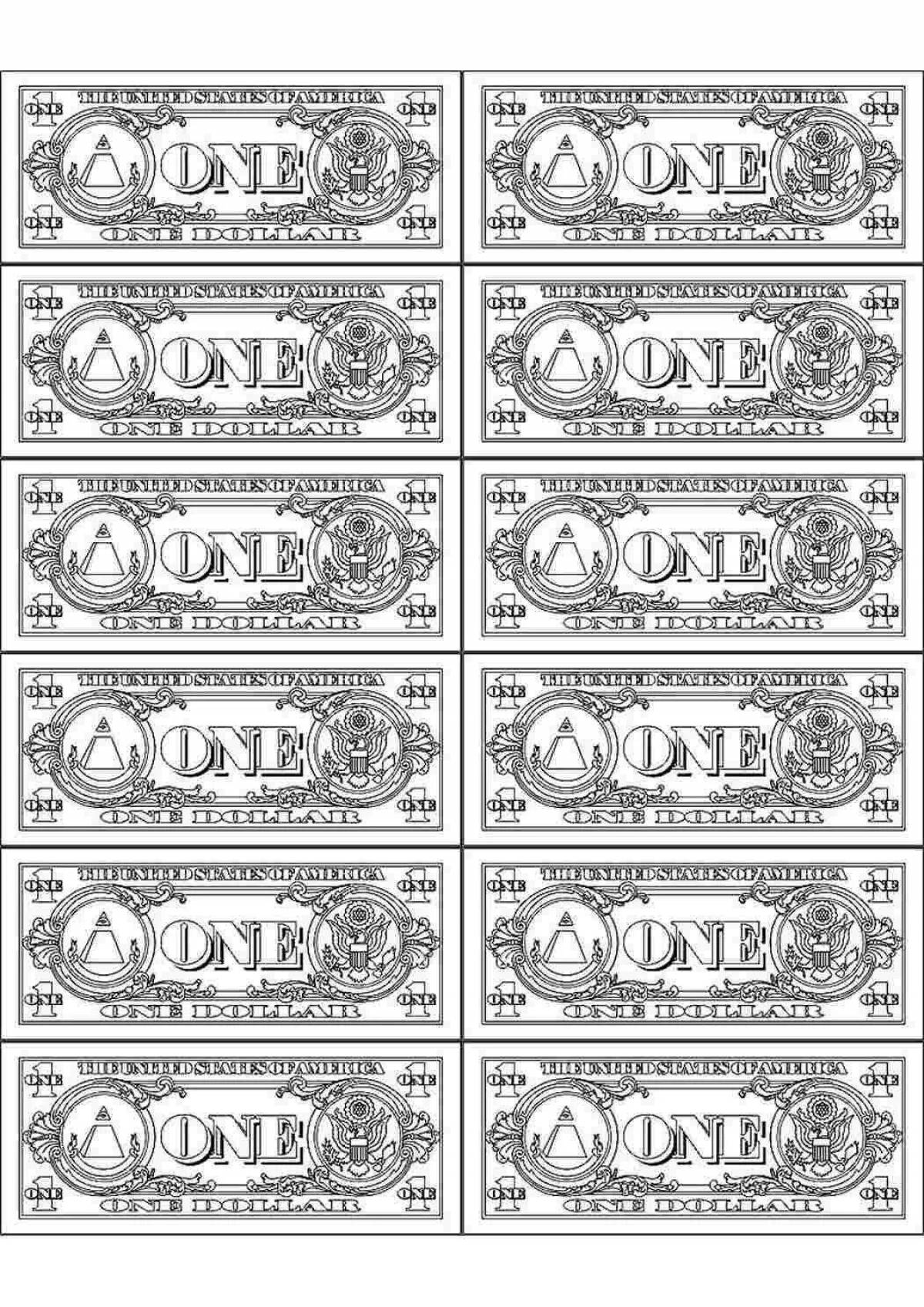 Фото Замысловатые банкноты денег раскраски страницы