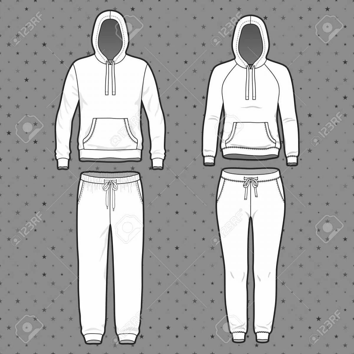 Coloring page fashionable tracksuit