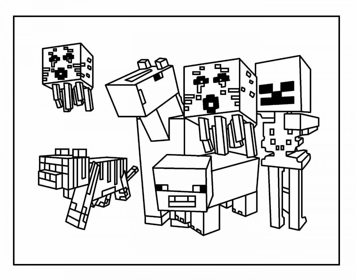 Playful minecraft bunny coloring page