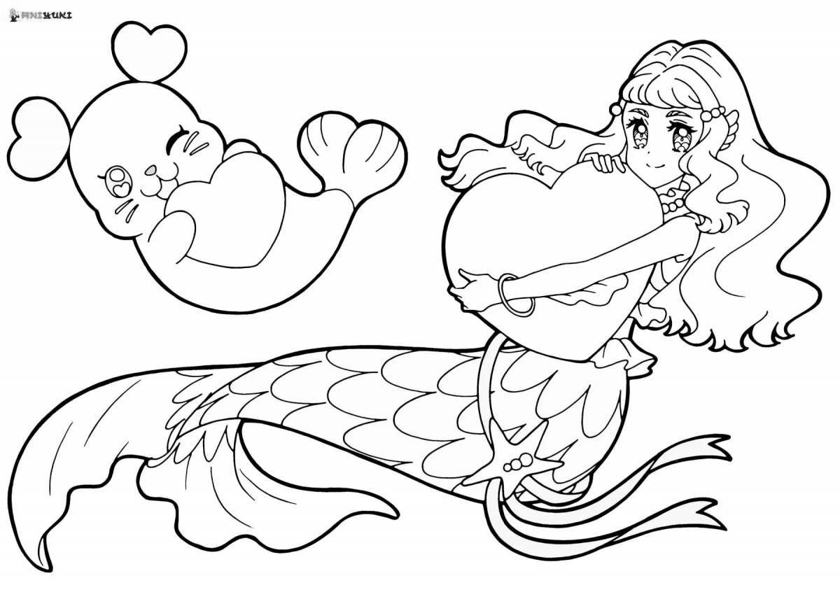 Coloring page magical mermaids