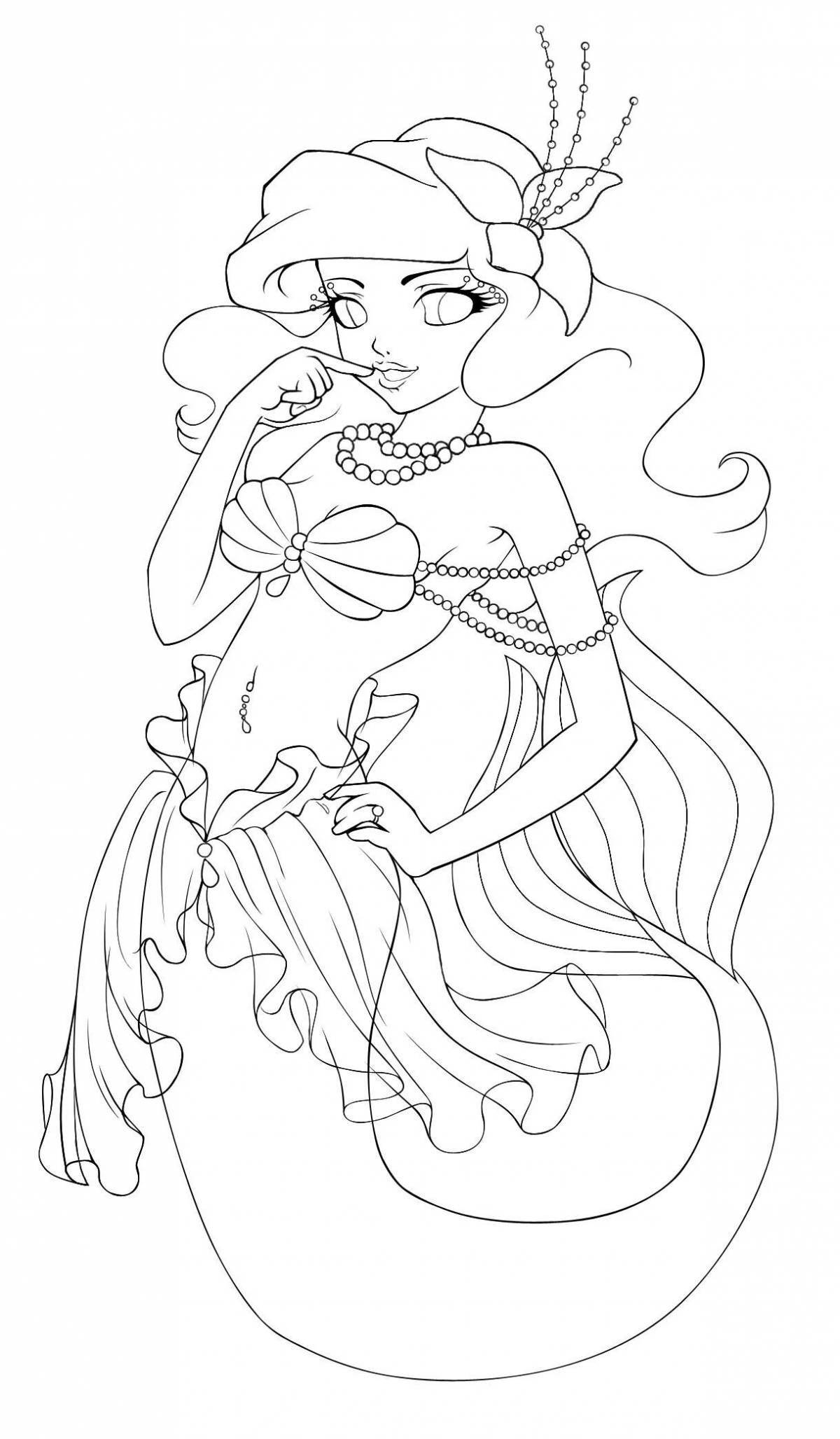 Coloring book shining mermaids