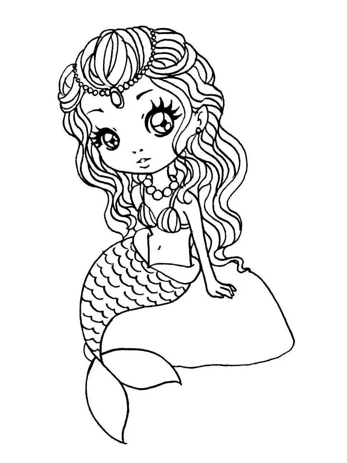 Coloring page charming mermaids