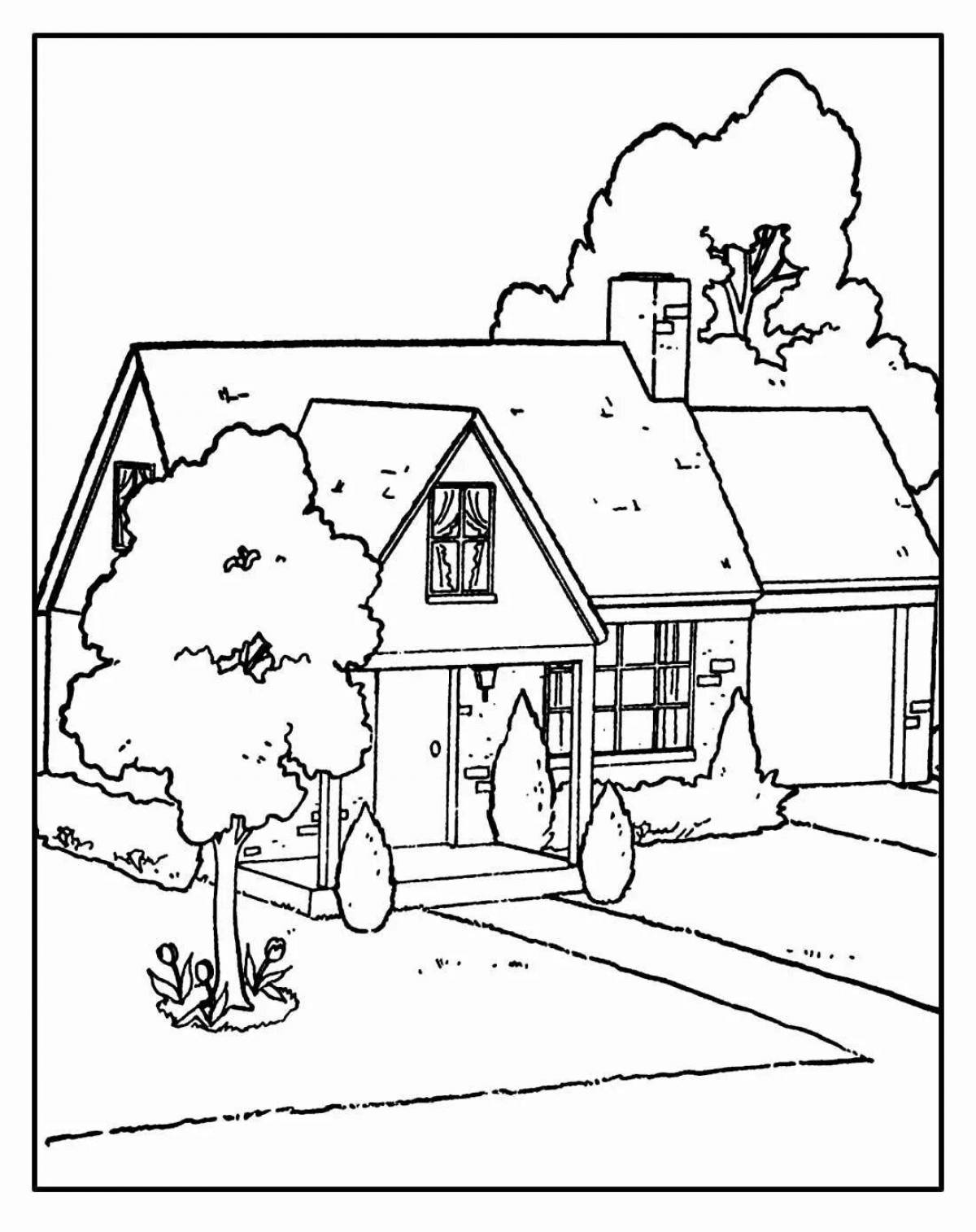 Coloring page glowing country house