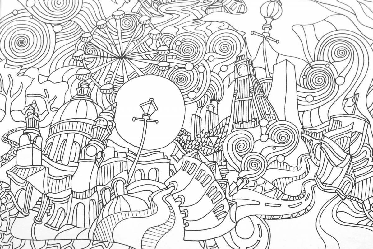 Calming travel coloring page