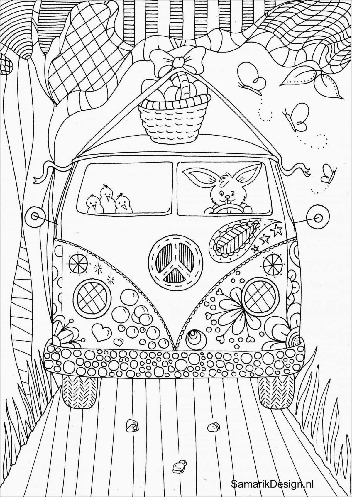 Fancy travel coloring page