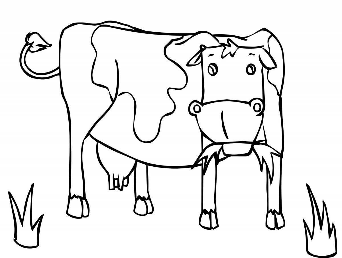 Coloring book cheerful yellow cow