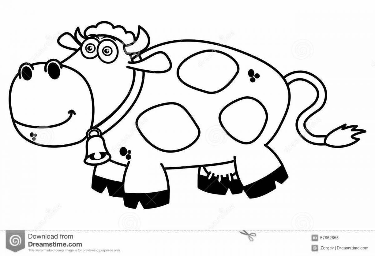 Playful yellow cow coloring page